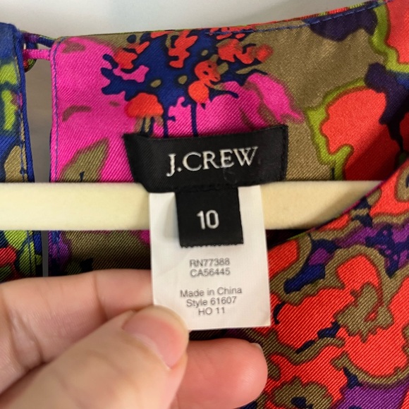 J.Crew 100% Silk Floral Shift Dress Size 10 Bold Retro Whimsy Mod Mini Lined - Picture 4 of 7